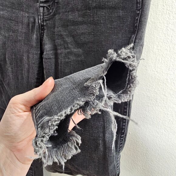 Madewell Dark Gray Raw Hem 10" High Rise Skinny Jeans Button Through Edition 28 - Picture 5 of 11